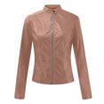 thumbnail image 4 of Womens Faux Leather Short Jacket Zip Up Moto Biker Slim Fit Jackets Coat Lightweight Bolero Motorcycle Outwear, 4 of 7