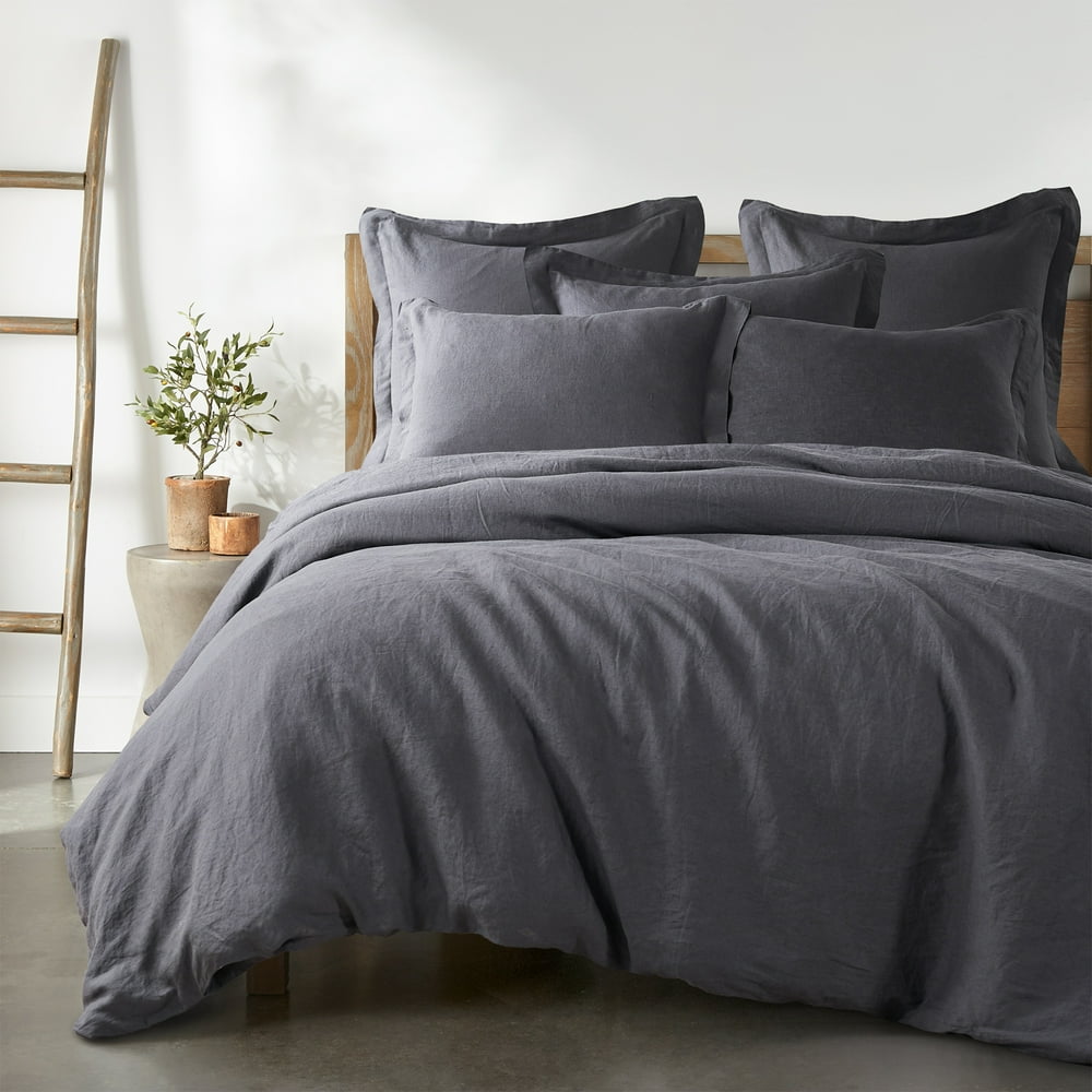 Levtex Home 100 Linen King Duvet Cover Washed Linen in Charcoal Duvet Cover Size (108 x