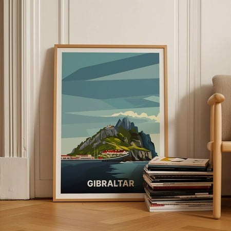 Gibraltar Scenic Landscape Poster, Travel Wall Art, City View Home Decor, Explorer Gift Idea Wall Art, Modern Wall Decor, 8x12 UNFRAMED