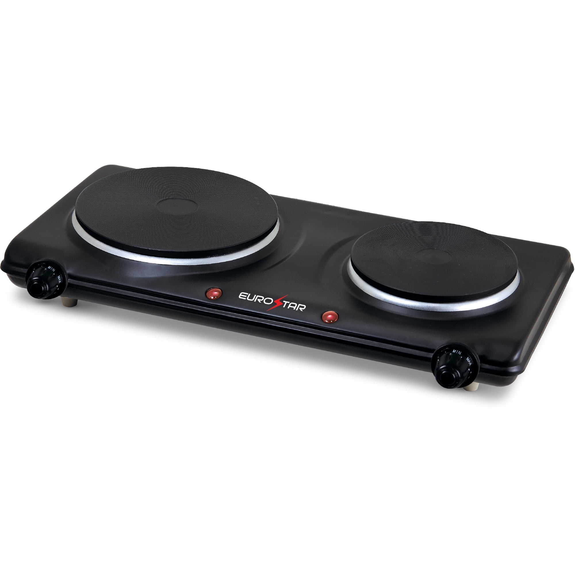 EUROSTAR ES212BK Double Burner With Cast-Iron Flat Plates