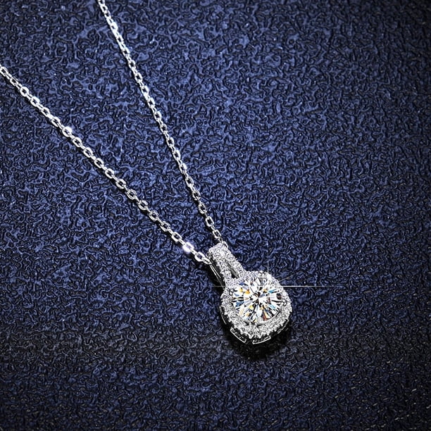 Colgante de plata de ley S925, collar de moissanita de 1 quilate, colgante de plata para mujer, colgante cuadrado para el hogar, collar de joyería