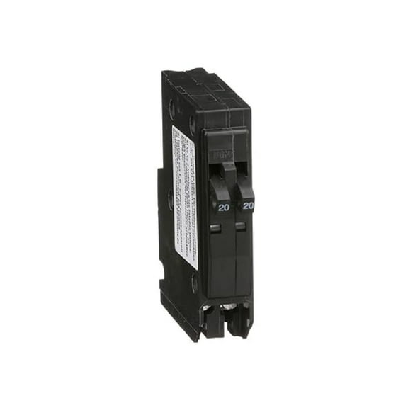 Square D - Tandem mini Circuit Breaker, QO, 2 x 1 Pole at 20A, 120/240VAC, 10kA, Plug in Mount, Clam Pack - QO2020C