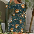 thumbnail image 4 of Fall Dresses for Women 2024, Cute Plant Fox Womens Fall Dresses Long Sleeve Casual Tie Waist Clothes, Womens Fall Fashion 2024 Midi  Dresses Outfits with Pocket, 4 of 6