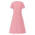 thumbnail image 6 of Mlqidk Tshirt Dress Women Boho V Neck Maxi Dresses Casual Plus Size Short Sleeve Sundresses Wedding Guest Beach Vacation Clothes Pink S, 6 of 6