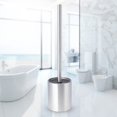 thumbnail image 3 of Escobilla de baño Cepillo de baño Cepillo de baño de mango largo Cepillo de baño de acero inoxidable con base (con tres cabezales de cepillo), 3 of 4