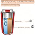 thumbnail image 3 of 12.6 oz Travel Coffee Mug Stainless Steel Vacuum Cup, Leak Proof Reusable Double Walled Coffee Tumbler for Iced and Hot Drinks Red, 3 of 6