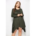 thumbnail image 3 of U.Vomade Women's Fall Plus Size Dress Solid Color Round Neck Long Sleeve Pocket Dress, 3 of 6
