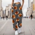 thumbnail image 2 of Wyobmus Casual Sweatpants for Women Comfy Loose Drawstring Straight Lounge Pants Football Print Running Workout Athletic Pants With Pockets Dark Gray, 2 of 3