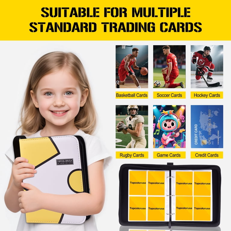 Card Binder With Zipper - Holds 400 Cards, 50 Removable Pages, 4-Pocket Sheets