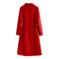 thumbnail image 5 of Womens Long Pea Coat Notch Lapel Trench Coat Winter Long Jacket with Belt Color: Red_1 Size: S, 5 of 5