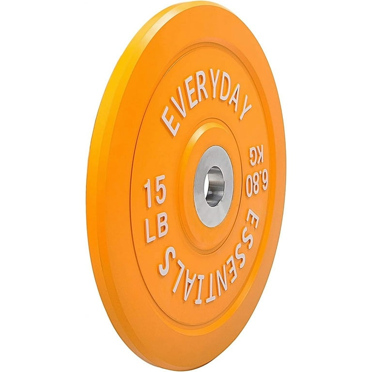 Everyday essentials color coded olympic bumper plate weight plate w steel hub stores sale