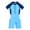 Blue, variant on Ohufall Toddler Kids Boys Girls One-Piece Swimsuit Fashion Colorblock Short Sleeve Zipper Sweet Bathing Suits Summer Gym Sport Swimwear for Children, 3-16 Years