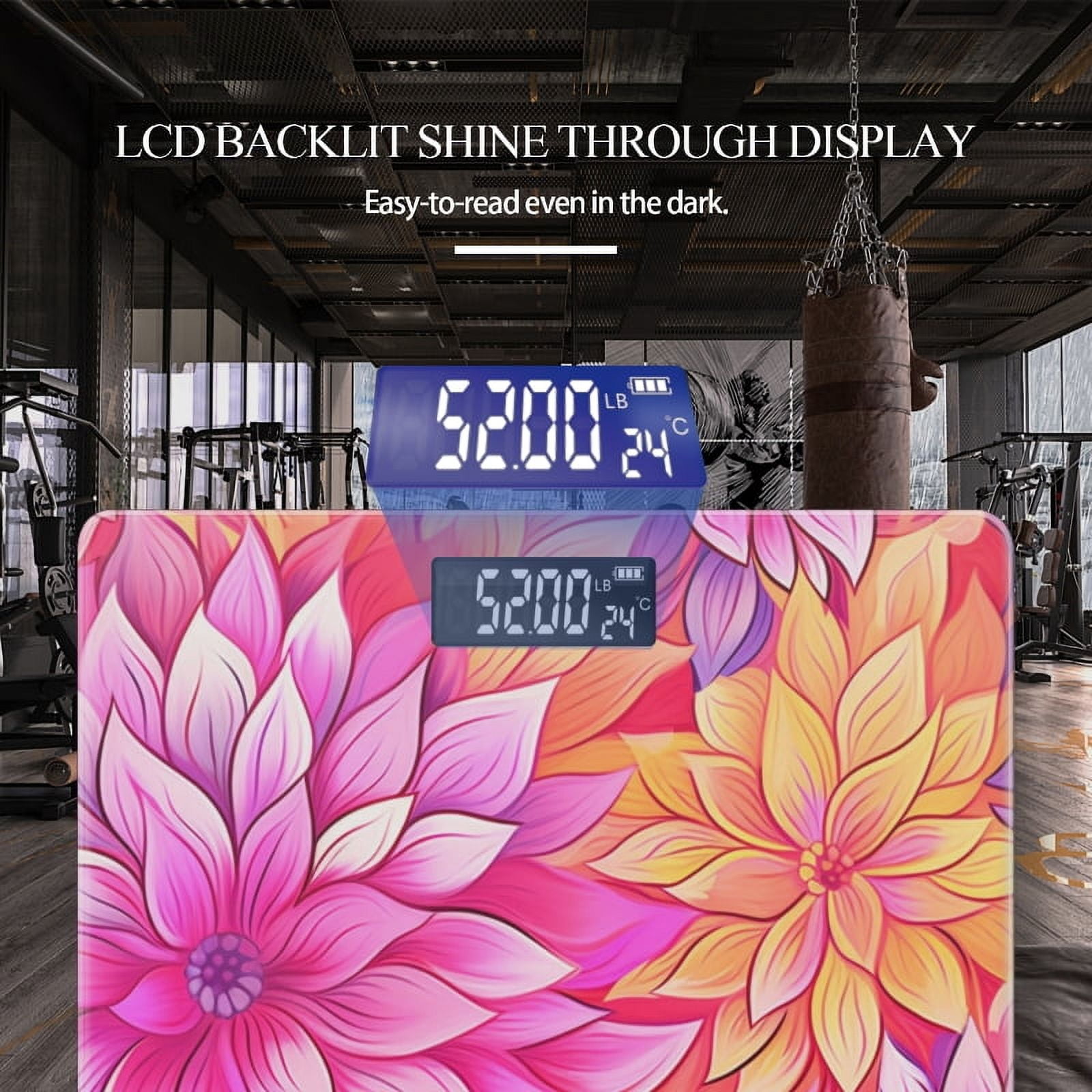High Precision Body Weight Scale Smart Bathroom Scales with Large LCD Display(400lbs),Decorative for Bedroom-Vibrant And Colorful Dahlia Flowers