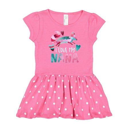 

Inktastic I Love My Nana Pink and Blue Fox with Hearts Gift Baby Girl Dress