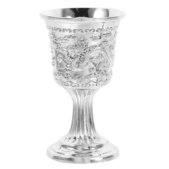 FRCOLOR Gold Stemless Wine Glasses with Dragon and in Zinc Alloy for Home Use Elegant Decorative Metal Goblet 4.3 inches