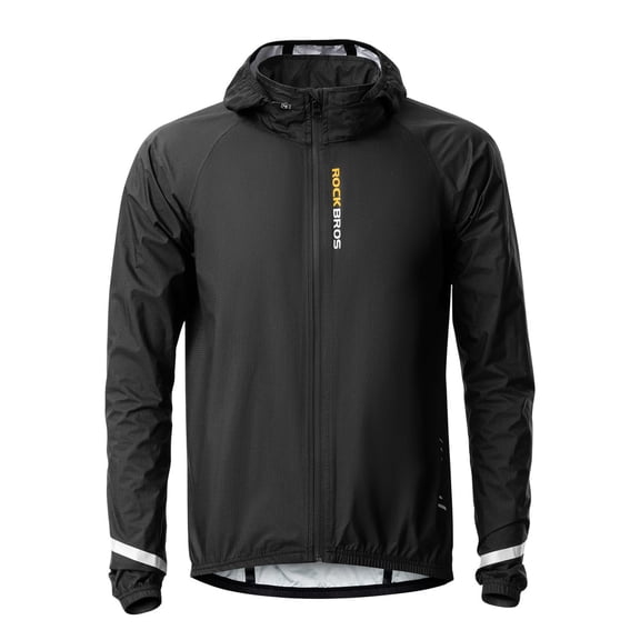 ROCKBROS Men's Cycling Rain Jacket Waterproof Reflective Lightweight Hooded Windproof Breathable