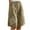 Khaki, variant on Women's Casual Shorts Summer Elastic Waist Buttons Casual Pockets Pants(Olive Green,S)