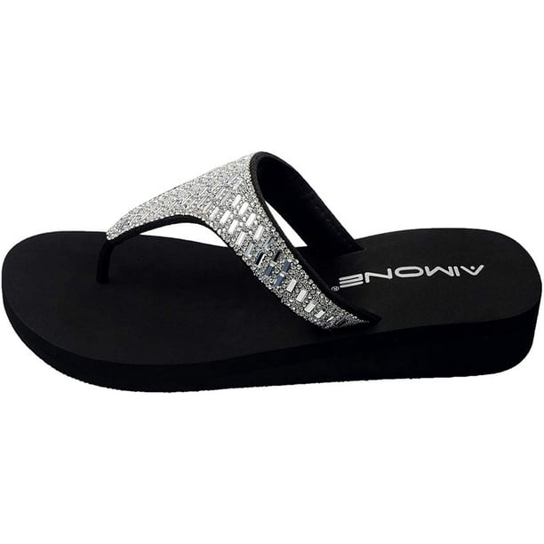 Shiny black hotsell flip flops