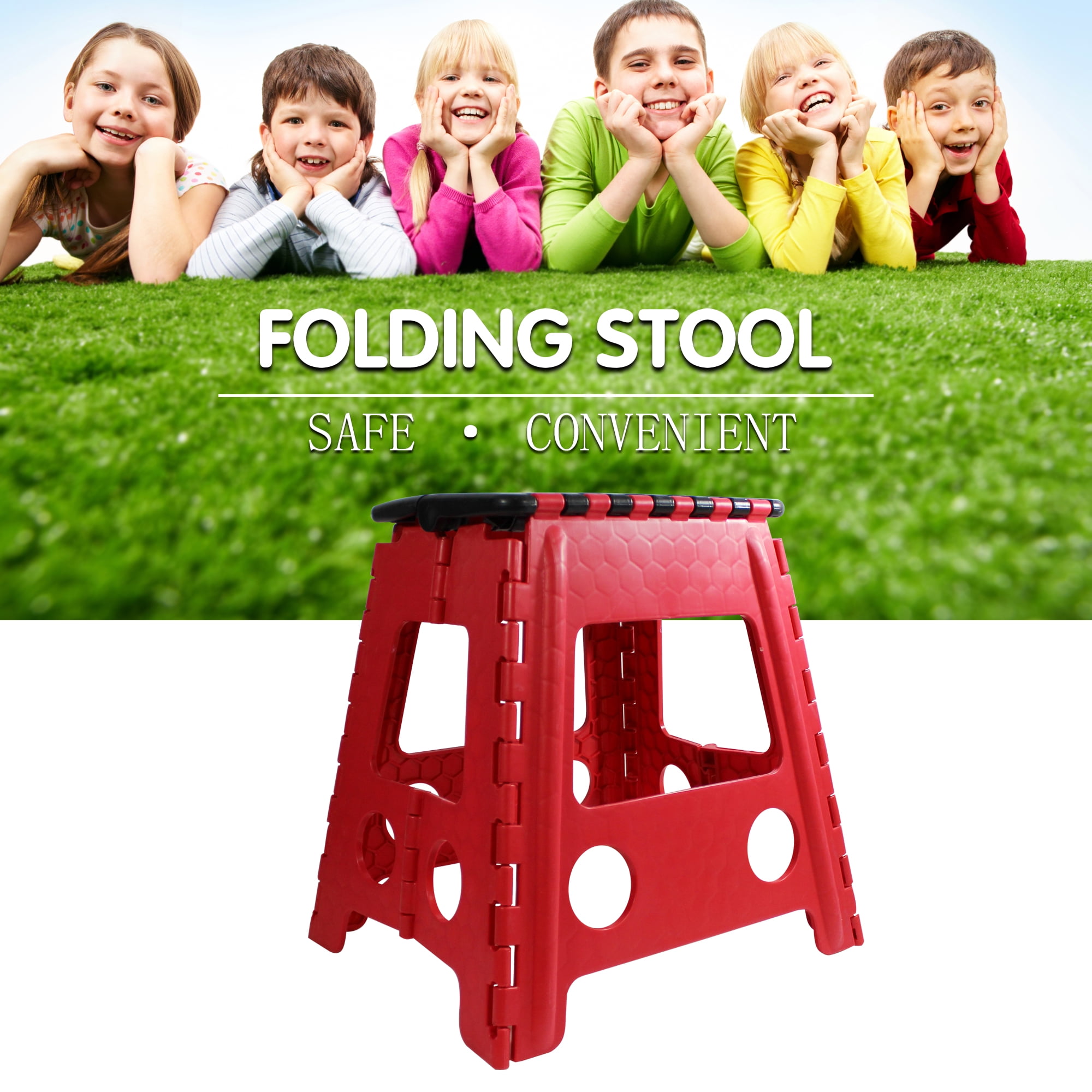 16" Super Strong Folding Step Stool with handle for Adults and Kids
