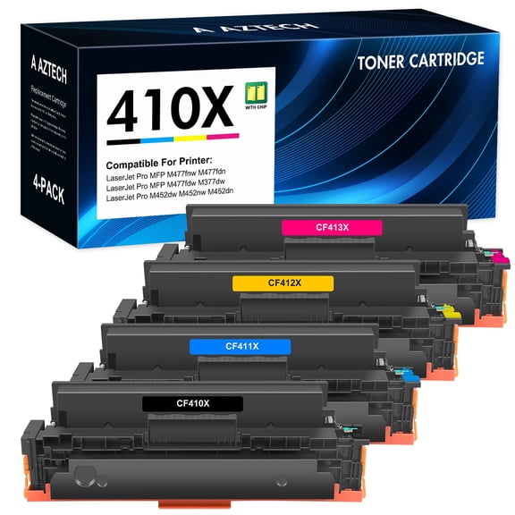 410X Toner Cartridges Pack of 4 410X 410A CF410X CF410A Laserjet MFP M477fdw M477fnw M477fdn Pro M452dn M452dw M452nw M477 M452 Printer Ink