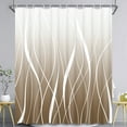 thumbnail image 4 of FRAMICS 15-Piece Ombre Brown Bathroom Sets with Shower Curtain and Rugs, Waterproof Fabric Striped Gradient Shower Curtain Sets, 72" x 72", 4 of 10