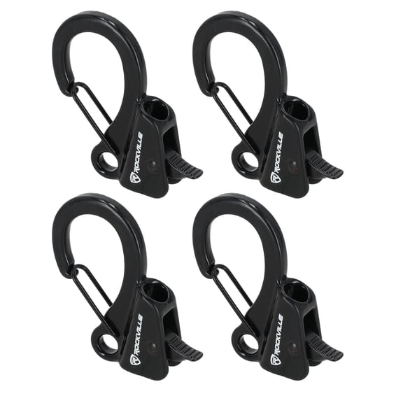 Rockville RQA-4 4-Pack Quick-Release Boat Fender Clips, 316 Stainless Steel, Height Adjustment, Fits 1.2-Inch Rails, 3/8"-5/8" Rope