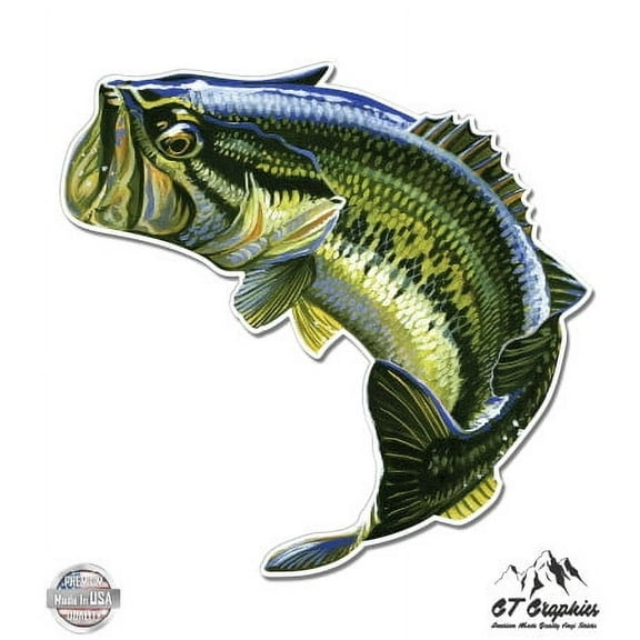 Largemouth Bass - 3" Vinyl Sticker - For Car Laptop I-Pad Phone Helmet Hard Hat - Waterproof Decal