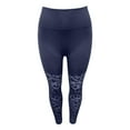 thumbnail image 5 of GEWSEY Yoga Capri Leggings with Mesh Cut Outs High Waist Tummy Control Workout Pants (Navy, M), 5 of 6