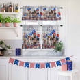 thumbnail image 6 of Independence Day Dog Cat Kitchen Curtains Valances 3 Piece Set, Red Blue American Flag Firework Balloon Floral Wood Rod Pocket Tier Curtain Valance Drapes for Small Window 36 Inch Length for Bedroom, 6 of 9