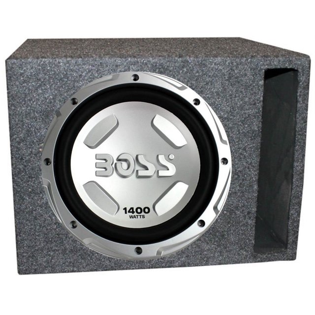 Boss Chaos 12" 1400W Car Subwoofer and Single 12" Vented Slot Sub Enclosure Box