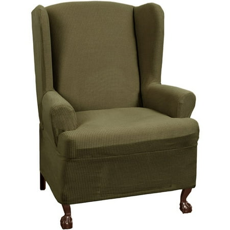 Maytex Stretch Reeves 1 Piece Wing Chair Furniture Cover Slipcover