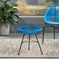 thumbnail image 2 of Noble House Nusa Outdoor Tempered Glass Top Faux Rattan Side Table in Blue, 2 of 10