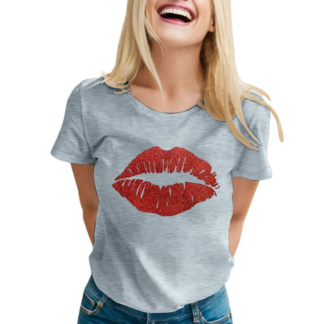 Cathalem T-Shirts Courts Basiques Décontractés pour Femmes à Manches Courtes Doublés Amincissants, Gris m