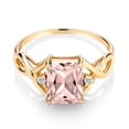 thumbnail image 2 of Gem Stone King 2.04 Ct Peach Simulated Morganite White Topaz 18K Yellow Gold Plated Silver Ring, 2 of 5