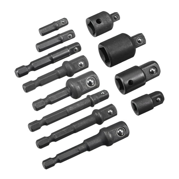Uxcell Impact Grade Socket Adapter Set 1/4" Hex Shank 1/4", 3/8" and 1/2" Drive Extension Bit