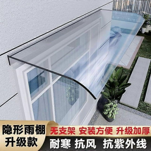 Window Awning: Transparent Plastic Window Canopy for Door Exteriors - Invisible Rain Shelter Cover Front Door Canopy for Outdoor Balcony Patio Roof