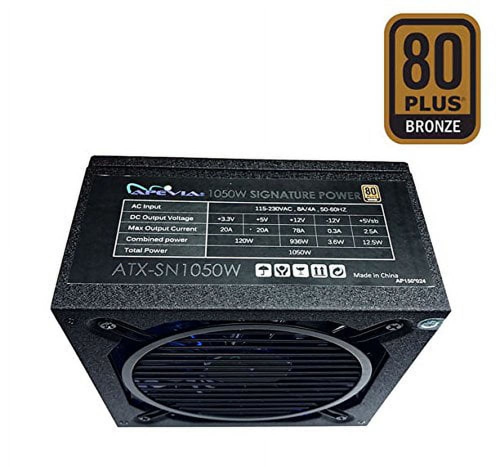 Apevia Signature ATX-SN1050W - Power supply (internal) - ATX - 80 PLUS Bronze - AC 115/230 V - 1050 Watt - active PFC - black sand blasted