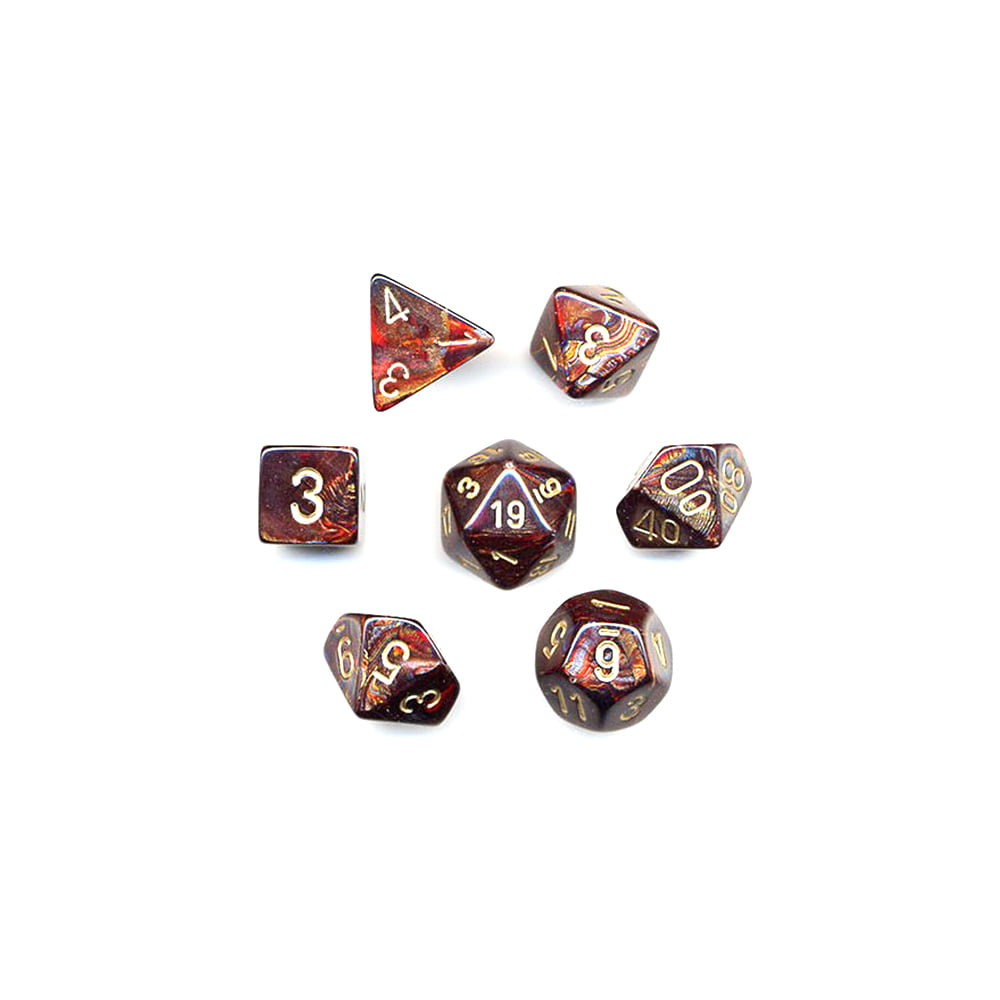 Scarab Blue Blood w// Gold Chessex Dice Poly Set of 7-27419 Free Bag DnD