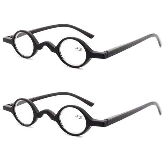 2PK Men Women Small Round Frame Blue Light Reading Glasses Spring Hinge Readers