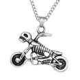 thumbnail image 5 of Punk Skull Motorcycle Biker Pendant Necklace Chain Halloween Jewelry Gifts, 5 of 6