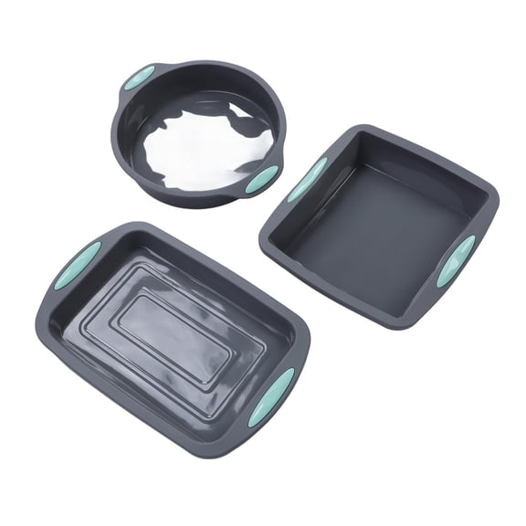 Suodoka 3‑Piece Heat‑Resistant Silicone Cake & Bread Pans – Non‑Stick, Oven & Microwave Safe Baking Set