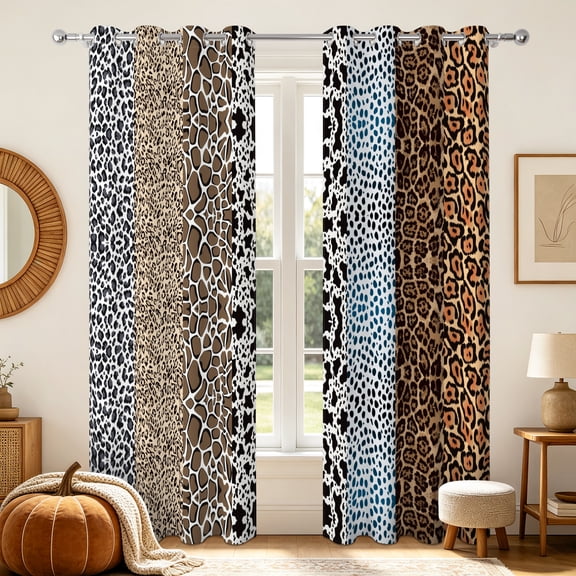 Leopard Wild Animal Blackout Curtains,Room Darking Thermal Insulated Window Drapes For Bedroom Living Room,Grommet Top,42x63 inches,2 Panel