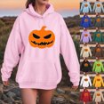 thumbnail image 2 of Towmus Women Cute Pattern Hoodie Girl Halloween Pumpkin Face Personalized Cartoon Sweatshirt Long Sleeve Harajuku Streetwear, 2 of 6
