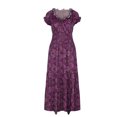 thumbnail image 3 of Summer Dress Saving! Dresses for Women Chiffon Summer Casual Print V-Neck Short Sleeve Long Dress Purple M, 3 of 5