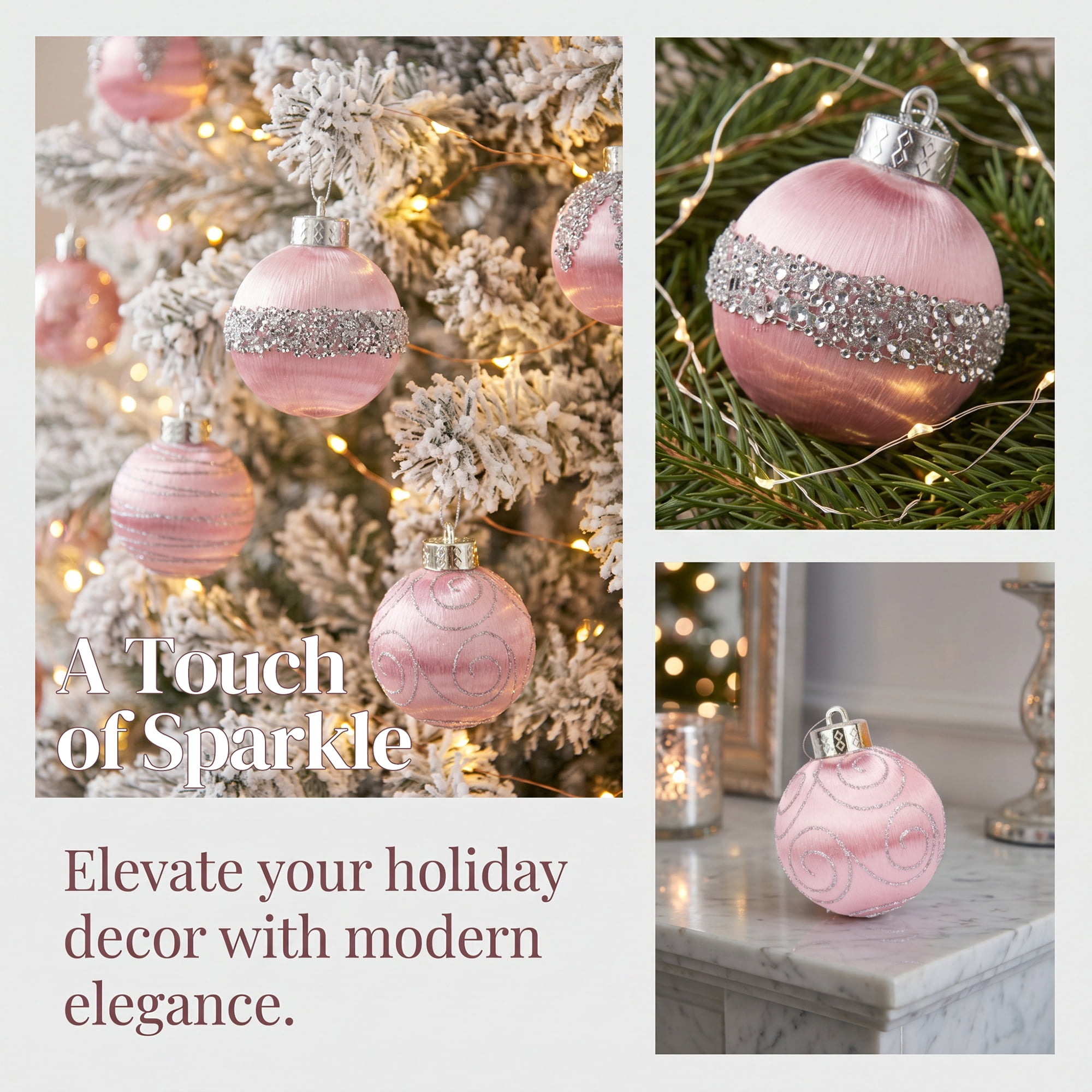 Unique Bargains 9Pcs Handpainted Christmas Large Orbs Shatterproof Foam Pink 3.1"