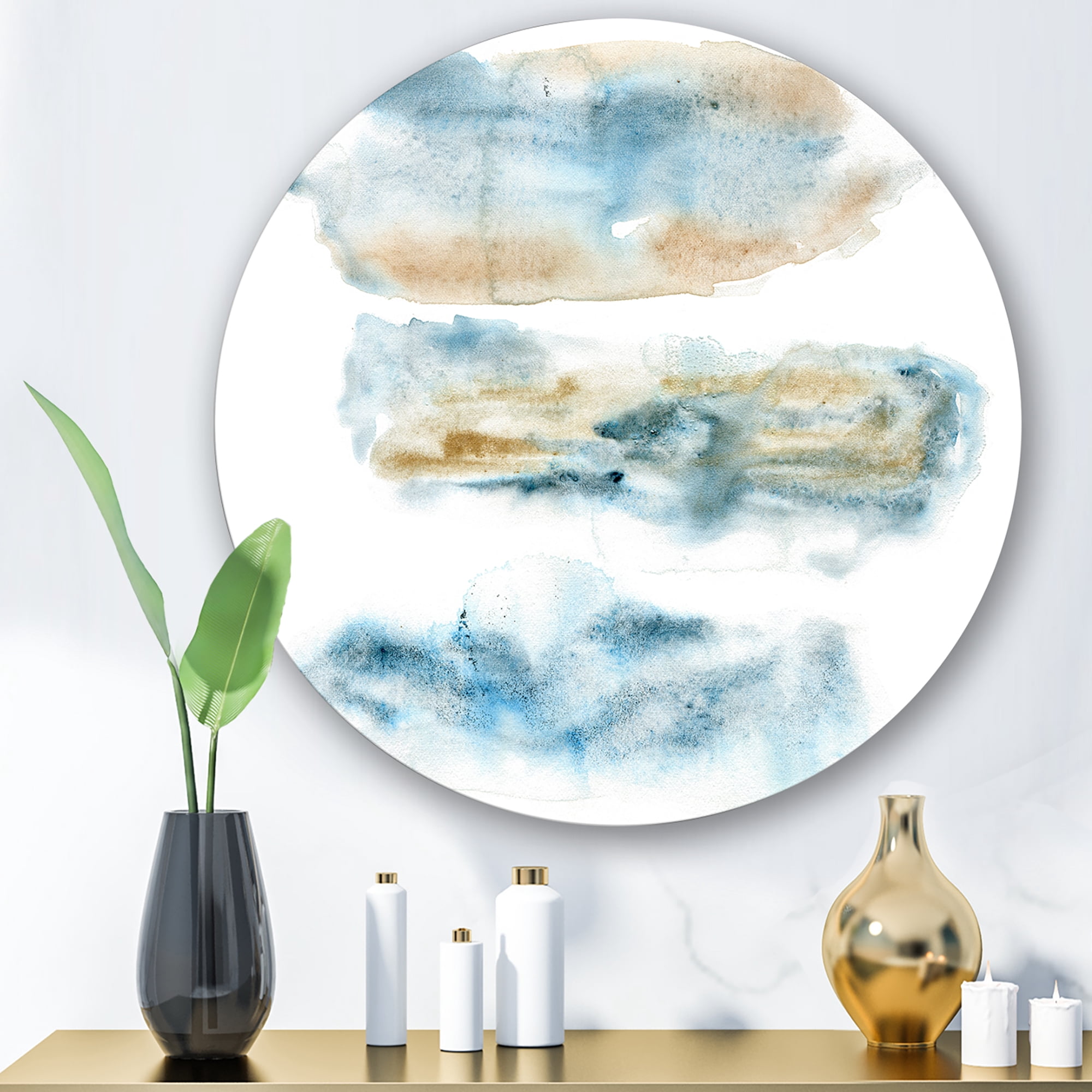 Designart 'Abstract Of Clouds Dark Blue Colored II' Modern Circle Metal Wall Art 11x11 - Disc of 11