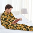 thumbnail image 6 of Salouo Vintage Black Plaid Sunflower Print Button-Front Long Sleeve Pajama Set for Men, Soft 2Pjs Men's Long Sleeve Sleepwear-Large, 6 of 7