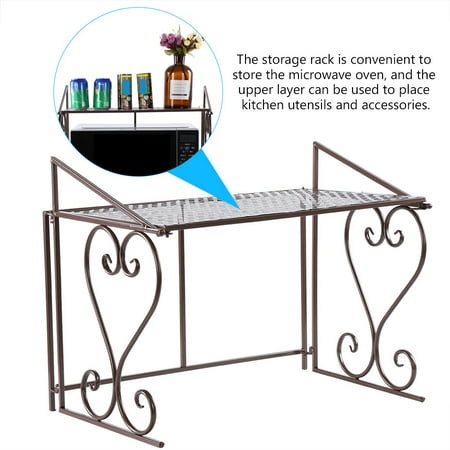 Oven Shelf - Yosoo Heavy Duty Iron Folding Microwave Oven Rack Stand Storage Shelf Organizer for Home Kitchen,Microwave Oven Shelf, Folding Microwave Oven Rack