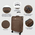 thumbnail image 4 of 3 Piece Softside Luggage Set, Expandable Soft Shell Spinner Luggage with Front Opening, Lightweight Durable Suitcase TSA Lock Approved, 20"/26"/28", Coffee(XJ1097), 4 of 8