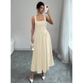 thumbnail image 6 of Women's Square Neck Wide Strap Midi Dress Buttoned Basic Style for Everyday Wear 95% polyester 5% elastane chic, 6 of 11